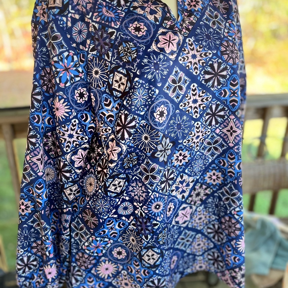 Floral Patterned Long Sleeve Top - Blue and Pink
